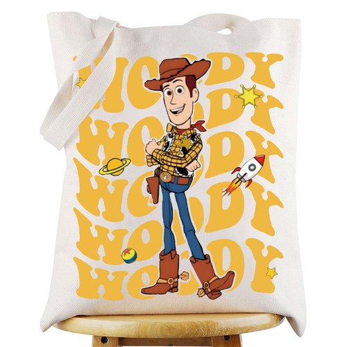 WZMPA Funny Woody Tote Bag Woody Fans Inspired Gift Woody And Buzz Cartoon Movie Reusable Grocery Bag Woody Merchandise (Woody Tote)