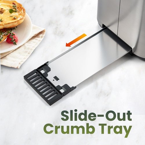 Elite Gourmet Long Slot 4-Slice Toaster - 1.5” Wide Slots, 6 Toast Settings, Stainless Steel Finish