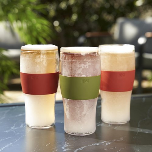 Host FREEZE Beer Glasses, Frozen Brew Mugs, Freezable Pint Glass Set, Insulated Beer Glass to Keep Your Drinks Cold, Double Walled Insulated Glasses, Gift for Dad, 16oz, Set of 2, Burnt Orange
