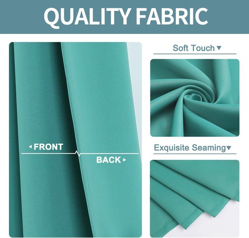 ChrisDowa Grommet Blackout Curtains - Thermal Insulated Room Darkening Panels, Teal, 42W x 63L
