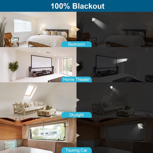 100% Blackout Curtains for Bedroom, Portable DIY Window Blinds, No Drill Window Shades & Blackout Blinds with Stickers & Tabs for Travel, Dorm Room, Media Room (Grey, 118" x 57")