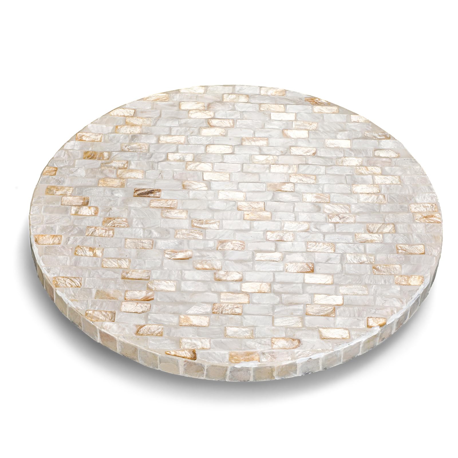 Reallnaive Mother of Pearl Lazy Susan for Table Turntable Organizer Wood Round Spinning Tray Rotating for Kitchen Cabinet Counter Spice Pantry 12 Inch (Marble Pattern)