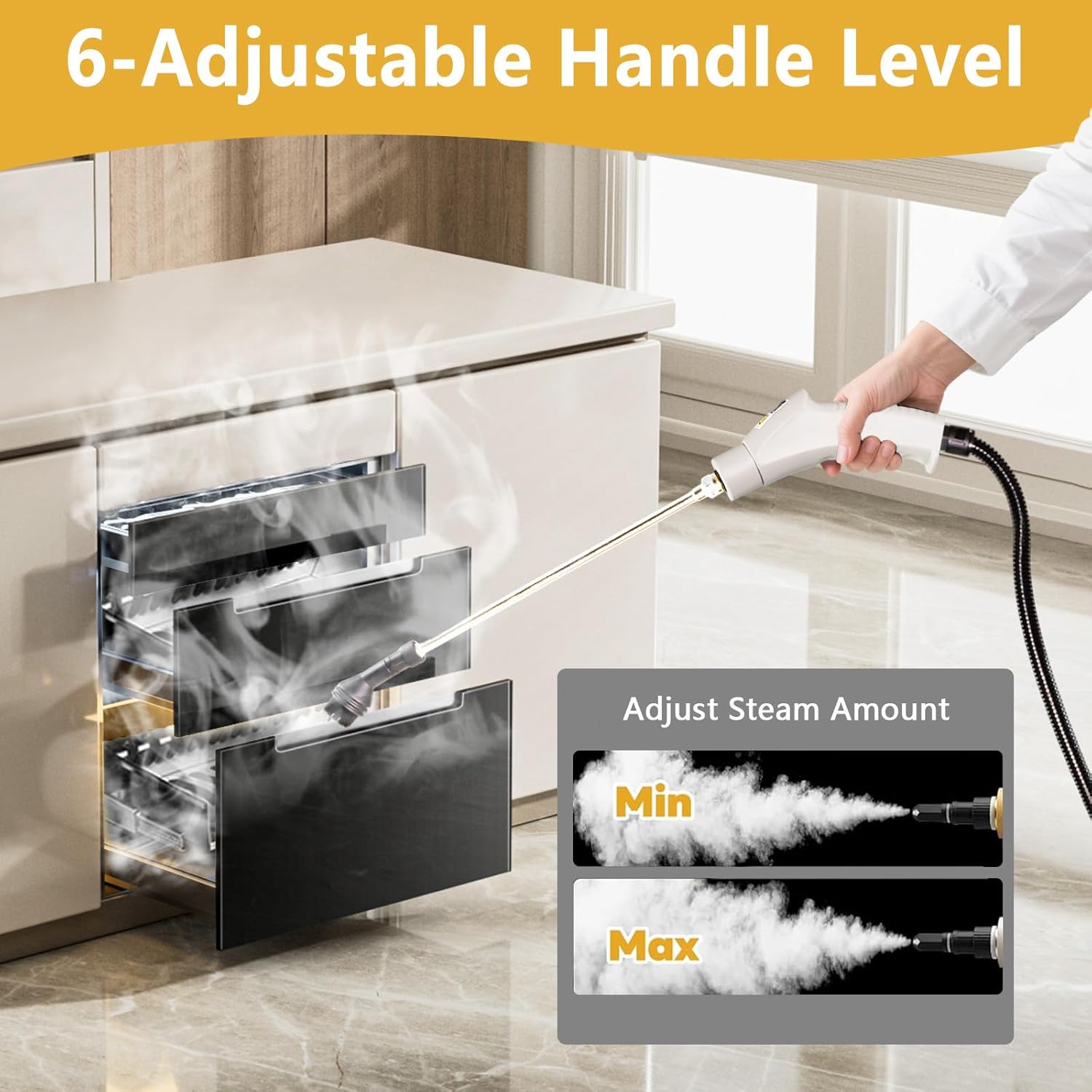 Skiennix Handheld Steam Cleaner - 1000ml Tank, 15s Heat-Up | Versatile Steamer for Home & Car Cleaning