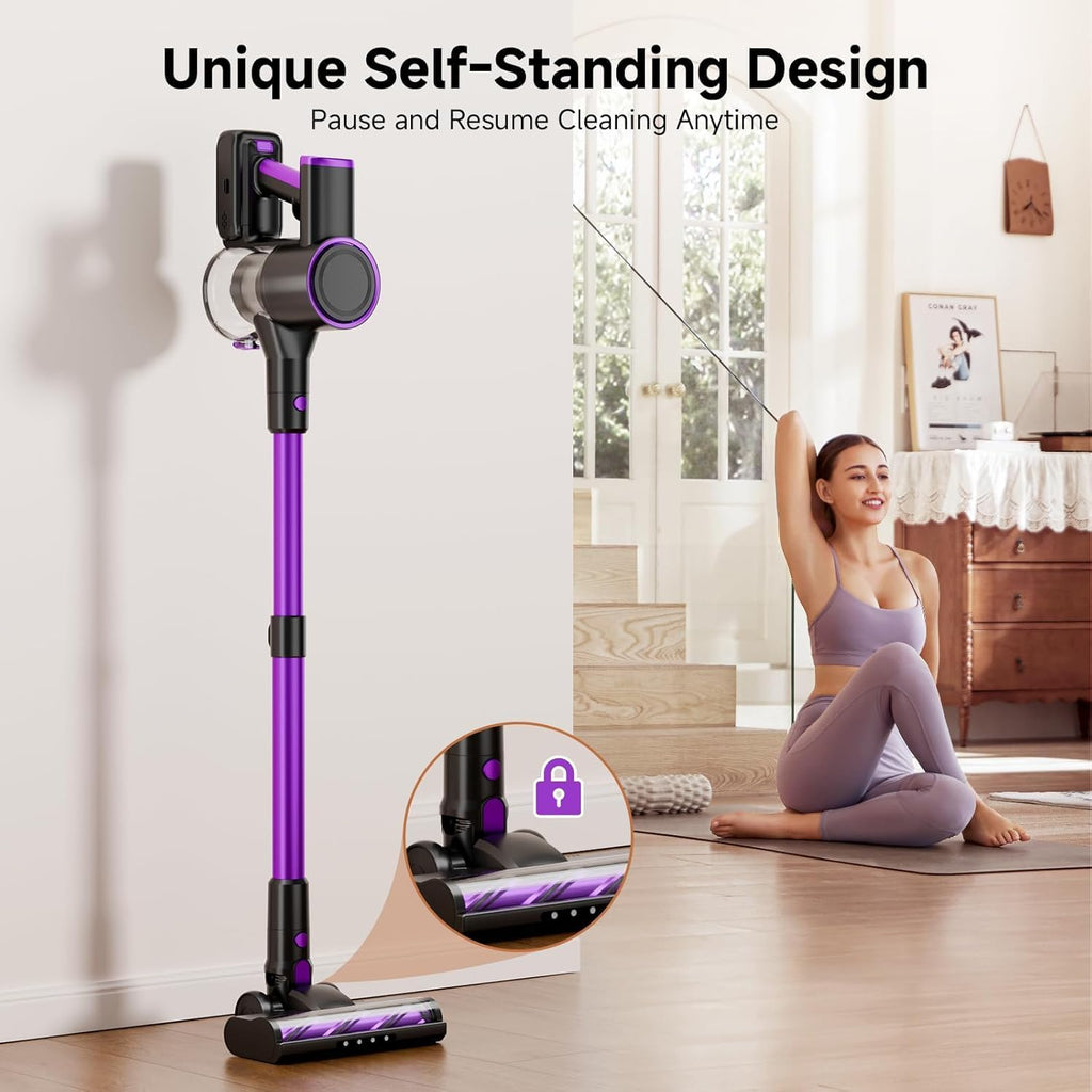 Skiennix Cordless Vacuum Cleaner - 40Kpa Powerful Suction | Lightweight 8-in-1 Design for Hard Floors (Black)