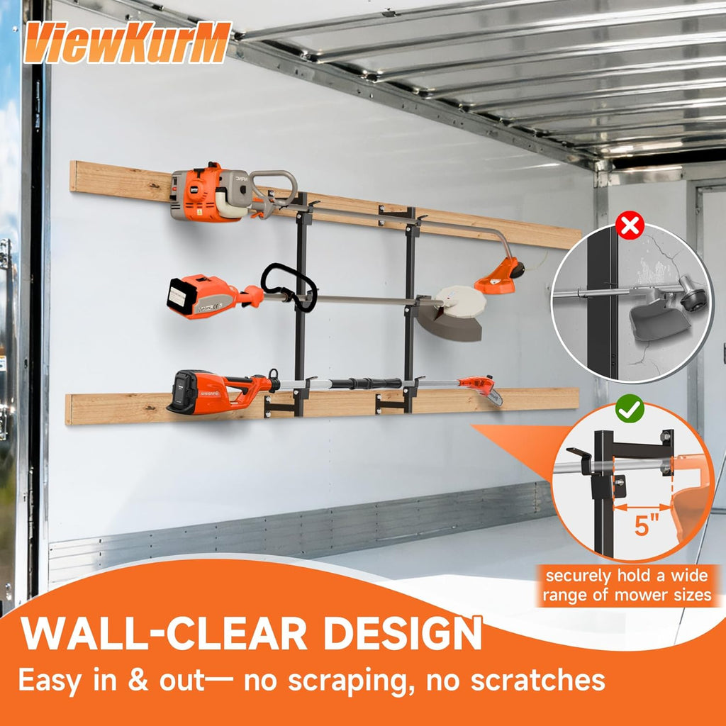 Trimmer Rack for Enclosed Trailers - Secure Weed Eater Holder & Landscape Equipment Storage