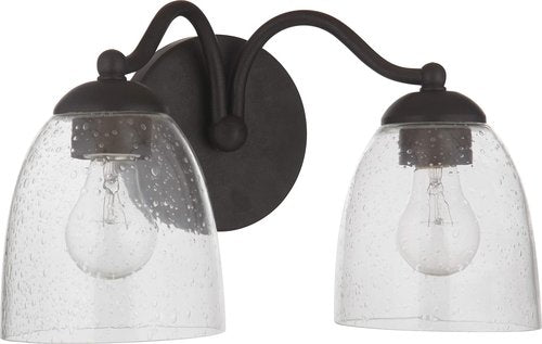 Craftmade 19915ESP2 Hillridge Clear Seeded Glass Vanity Bath Lighting, 2-Light 120 Watts, Espresso