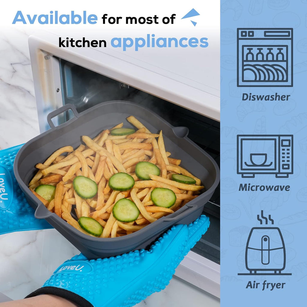 Silicone Air Fryer Liners - Reusable Collapsible Basket for 5.8 to 8 Qt Air Fryers | Easy to Clean, 8.5 Inch