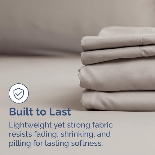 Lightweight Bed Sheet Set by [Brand Name] | Queen Size Cooling Sheets for Hot Sleepers - Breathable Bedding with Deep Pockets - Light Grey