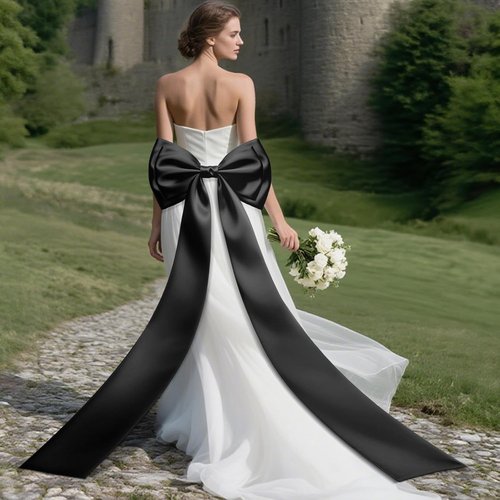 Giant Bow Decoration - 83x20 Inches Satin Bow for Party & Wedding Decor | Black Coquette Bows