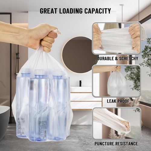 220 Counts Small Trash Bags - Durable 4 Gallon Garbage Bags | Flexible, Unscented & Easy Tear