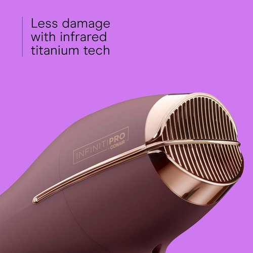 Infiniti PRO by CONAIR Hair Dryer - 1875W AC Motor with Diffuser & Concentrator Attachments | Plum Color
