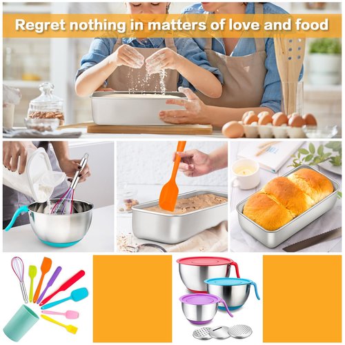 E-far 8 Pack Stainless Steel Loaf Pans, 9x5 Inch Bread Bread Pans, Metal Bakeware for Baking Bread Cake Meatloaf Brownies, Healthy & Non Toxic, Easy Release & Dishwasher Safe
