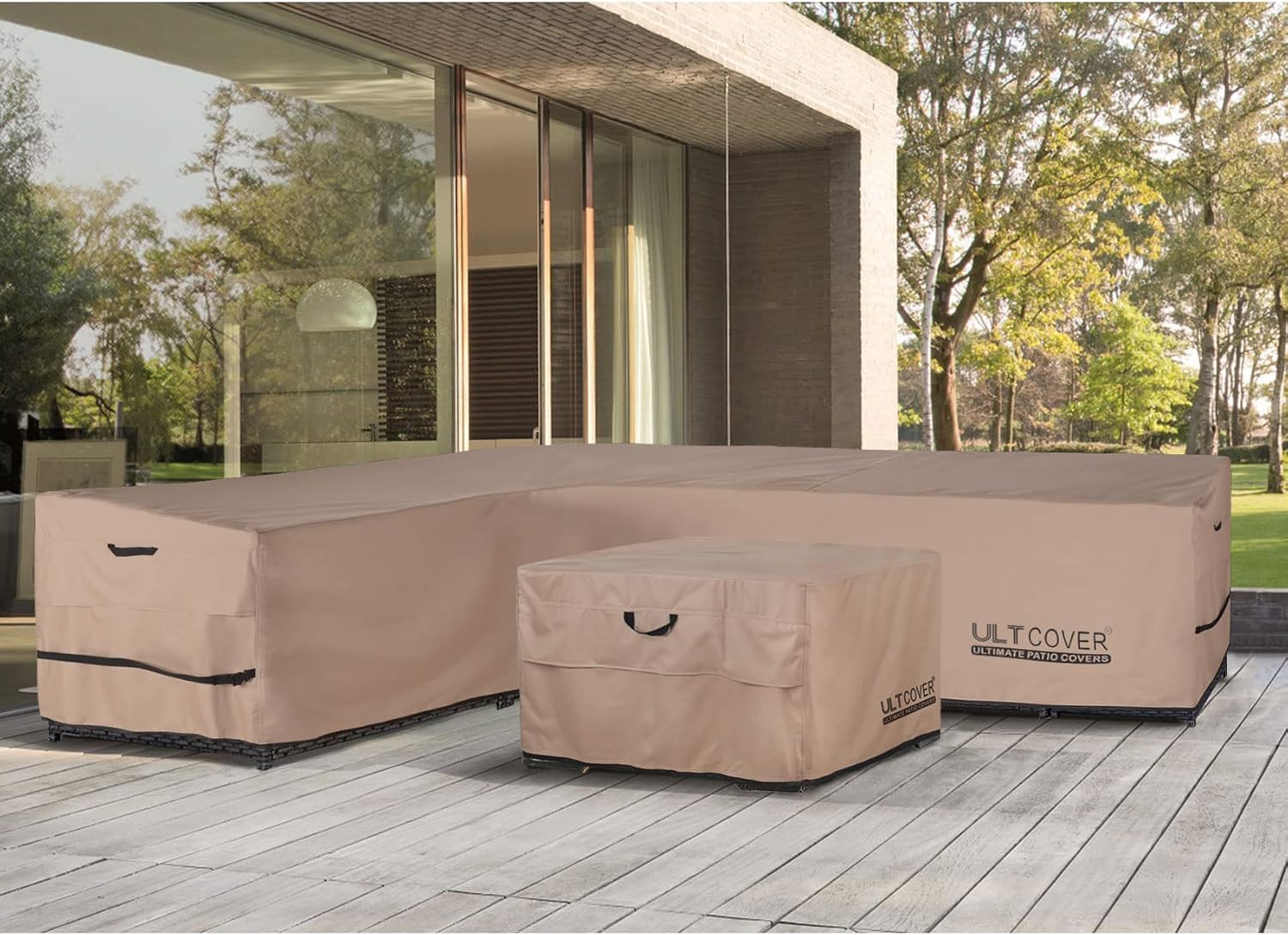 ULTCOVER Waterproof Patio L-Shaped Sofa Cover - Fits 6-Seater Outdoor Sectional, 85”W x 110”L