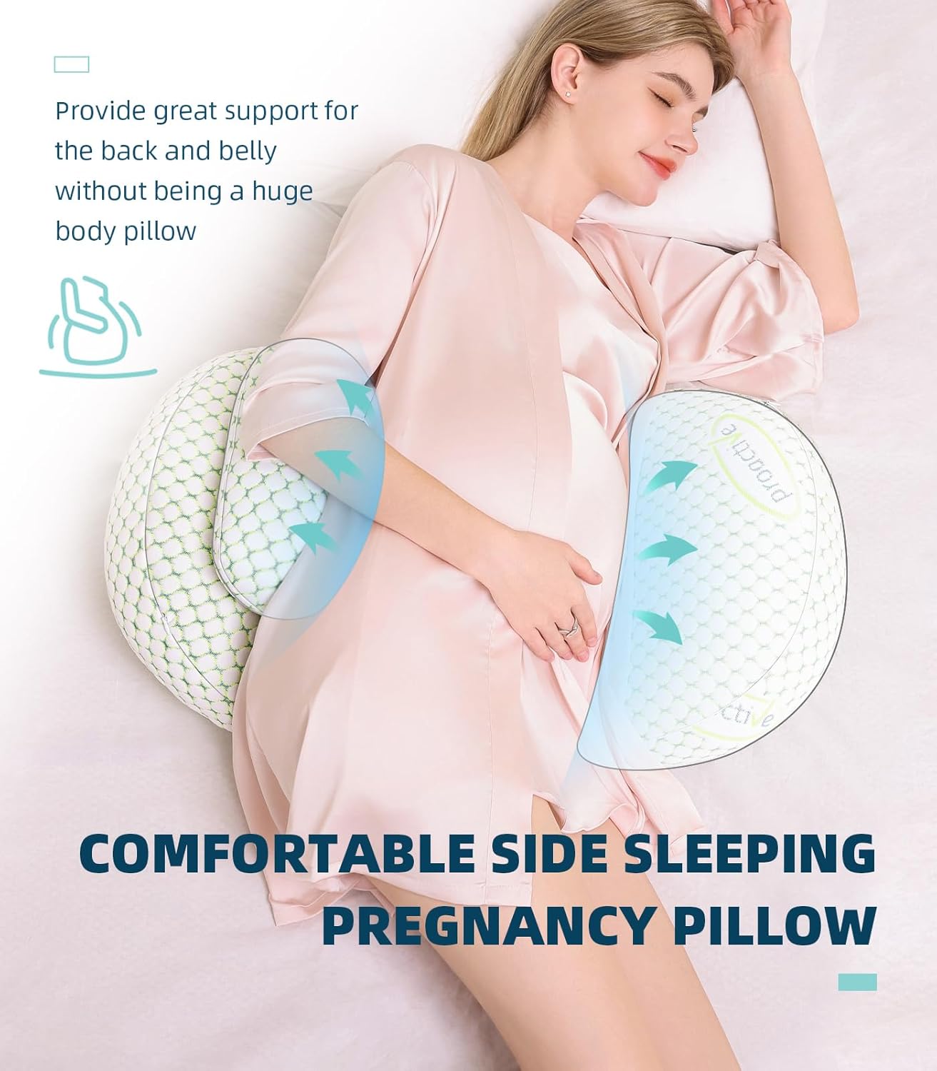 Oternal Pregnancy Pillow - Comfortable Maternity Support for Side Sleepers | Adjustable Cover, Back & Belly Support