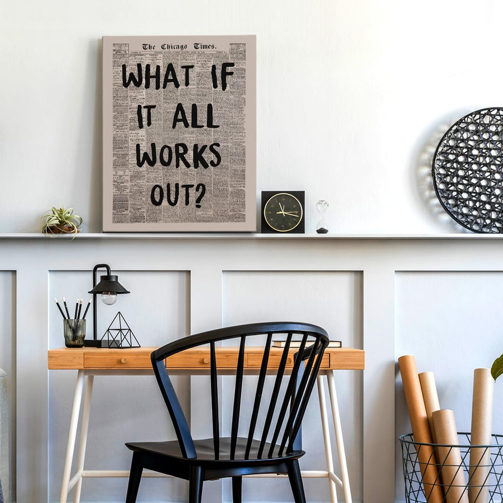 Skiennix Inspirational Wall Art - Motivational "What If It All Works Out" Print | 11x14 Inch Framed Decor for Home & Office