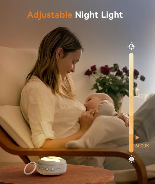 Dreamegg Portable Sound Machine - D11 White Noise Machine with Night Light & Lullabies for Baby Sleep