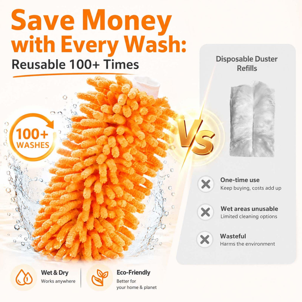LOVECO 8 Pack Dusters for Swiffer - Reusable Duster Refill Compatible with Swiffer, 360 Heavy Duty Dusters Refills (Include 1 Handle & Laundry Bag)