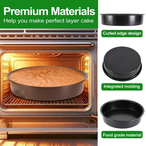 8 Inch Cake Pan, Premium Round Cake Pans Set of 3, Durable Circle Cake Pan with 100 Pieces Parchment Paper, Non-Toxic & Healthy Deep Cake Baking Pans Tins for Birthday Christmas, Dishwasher Safe