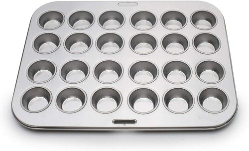 Fox Run Mini Muffin Pan - 24 Cup Stainless Steel Baking Tray | 10.5 x 13.75 x 1.5 Inches
