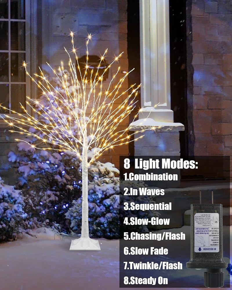 432 LED Lighted Birch Tree 4 ft - White Christmas Tree (Variation: 4ft)