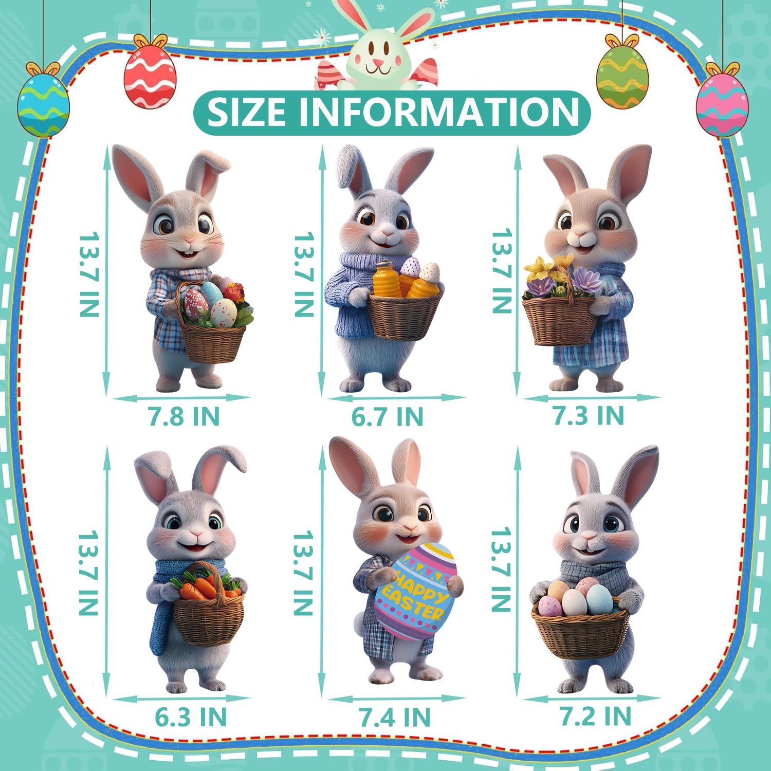 Skiennix Bunny Yard Signs - Cute Rabbit Garden Decor for Easter | 6 Pcs Outdoor Welcome Signs (Brown)