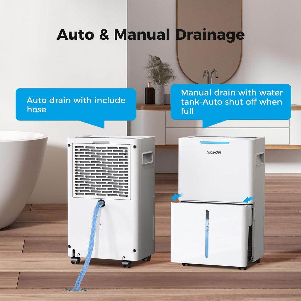 SEAVON 21 Pint Dehumidifier - Powerful Moisture Removal for Home & Large Rooms | Smart Humidity Control, 24H Timer
