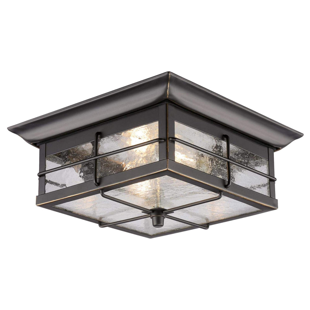 Westinghouse 6578400 Orwell 2 Light Outdoor Flush Mount Fixture in Oil Rubbed Bronze and Clear Glass, 6578400