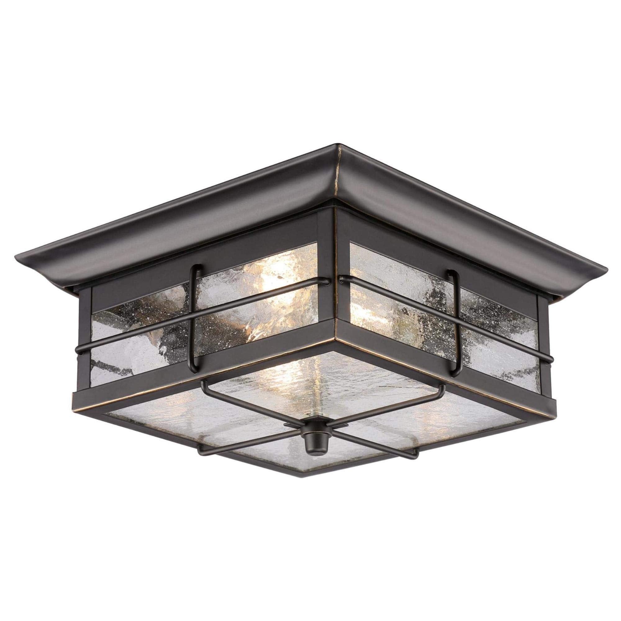 Westinghouse 6578400 Orwell 2 Light Outdoor Flush Mount Fixture in Oil Rubbed Bronze and Clear Glass, 6578400