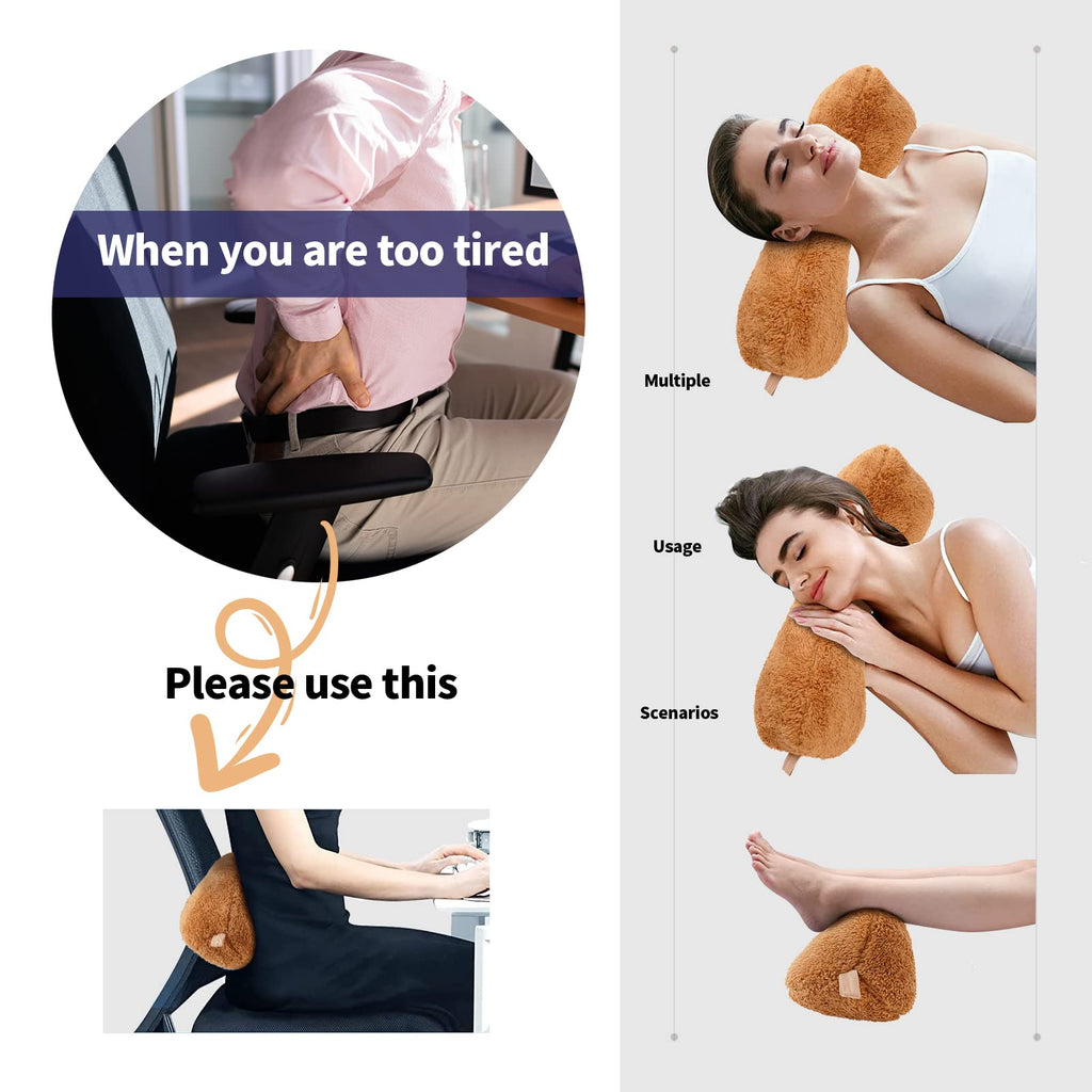 Head Recliner Pillow Adjustable Cotton Headrest Pillows for Recliner Chairs, Pain Relief Neck Support Pillow for Travel Home Sofa Armchair with Zipper Cover (Camel)