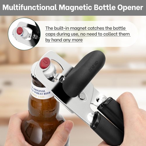 Beneno Can Opener - Heavy Duty Manual Design with Magnet Lid Lifter & Ergonomic Grip | Easy Use for Arthritis, Black