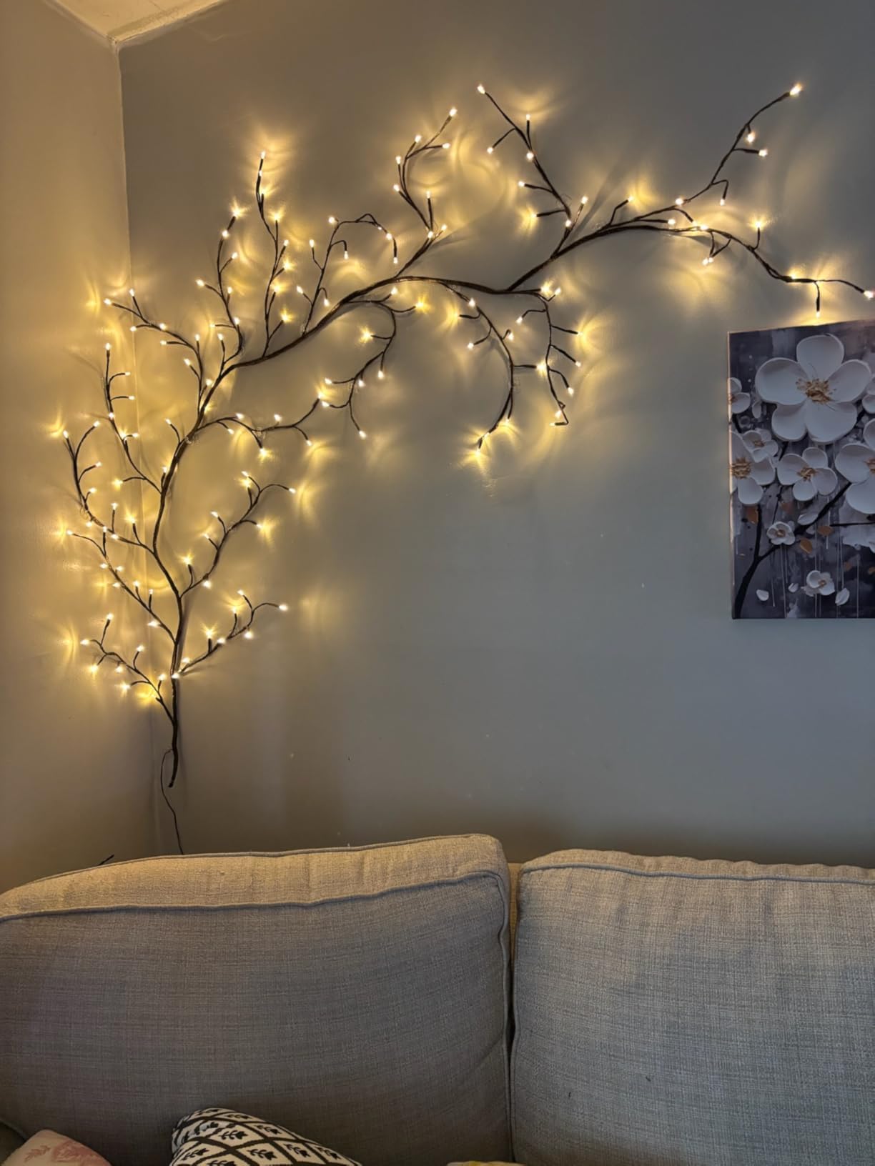 SZMiNiLED Enchanted Willow Vine Lights: Warm LED Branch Lights for Bedroom Window Frame Living Room Wall, DIY Home Decor Ideal for Fireplace, Wedding & Christmas Decor