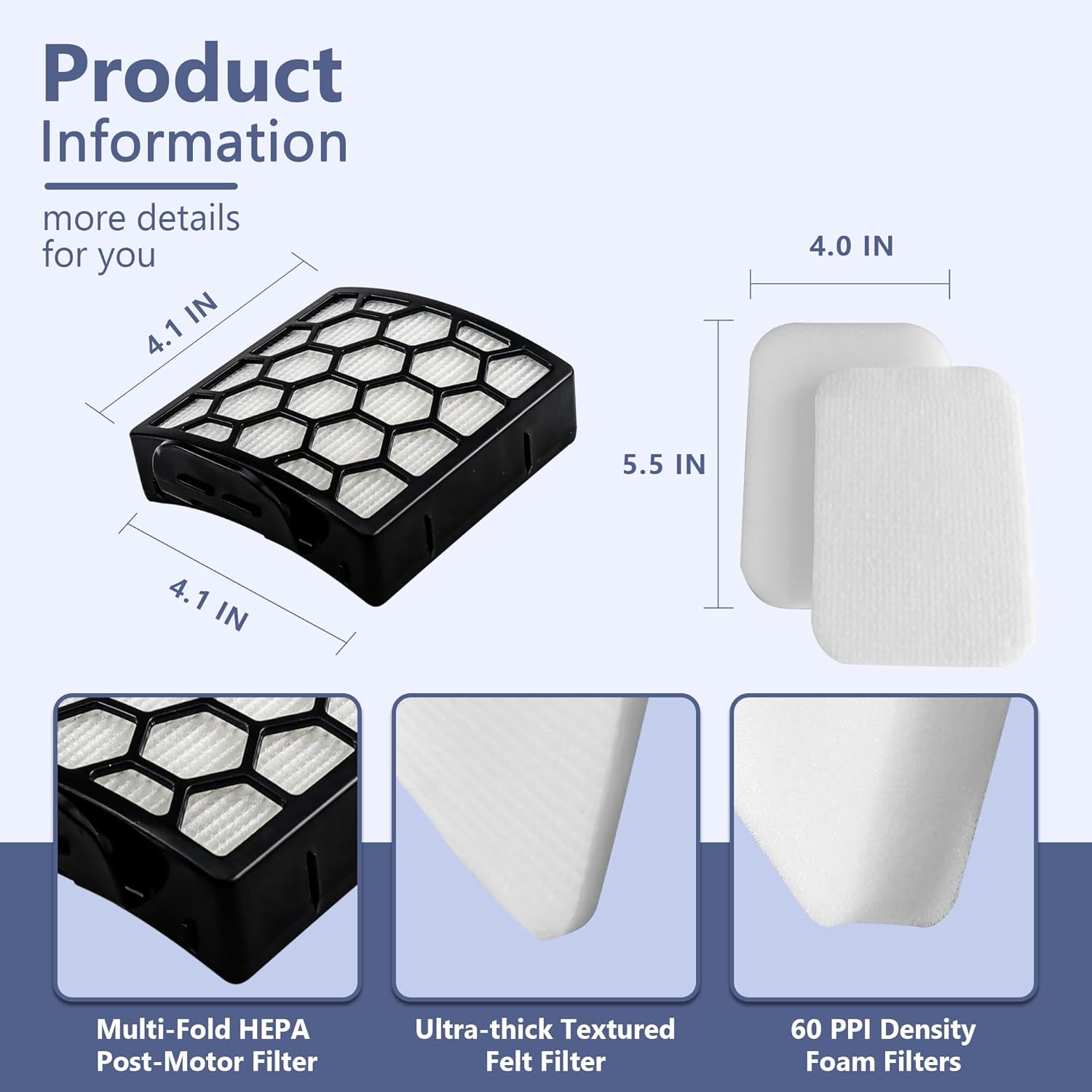 Shark Vacuum Filter Replacement - Compatible with ZU102, ZU100, Pet Pro & More | Part 1238FT60, 1239FT60