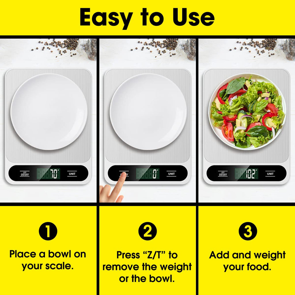 Mik-Nana Digital Kitchen Scale - 22lb/10kg Precision Food Scale for Baking & Cooking | Easy Clean Stainless Steel