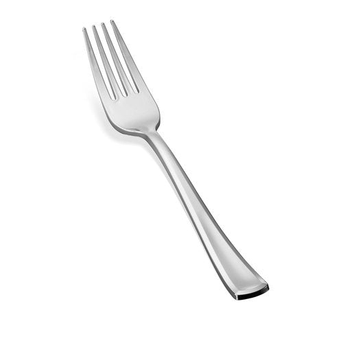 150 Silver Plastic Silverware Set - Disposable Flatware Cutlery - 50 Forks, 50 Spoons, 50 Knives - Heavy Duty Party Bulk