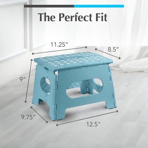 Handy Laundry Folding Step Stool - Lightweight & Sturdy for Adults and Kids - Easy One-Flip Open - Teal | 2-Pack