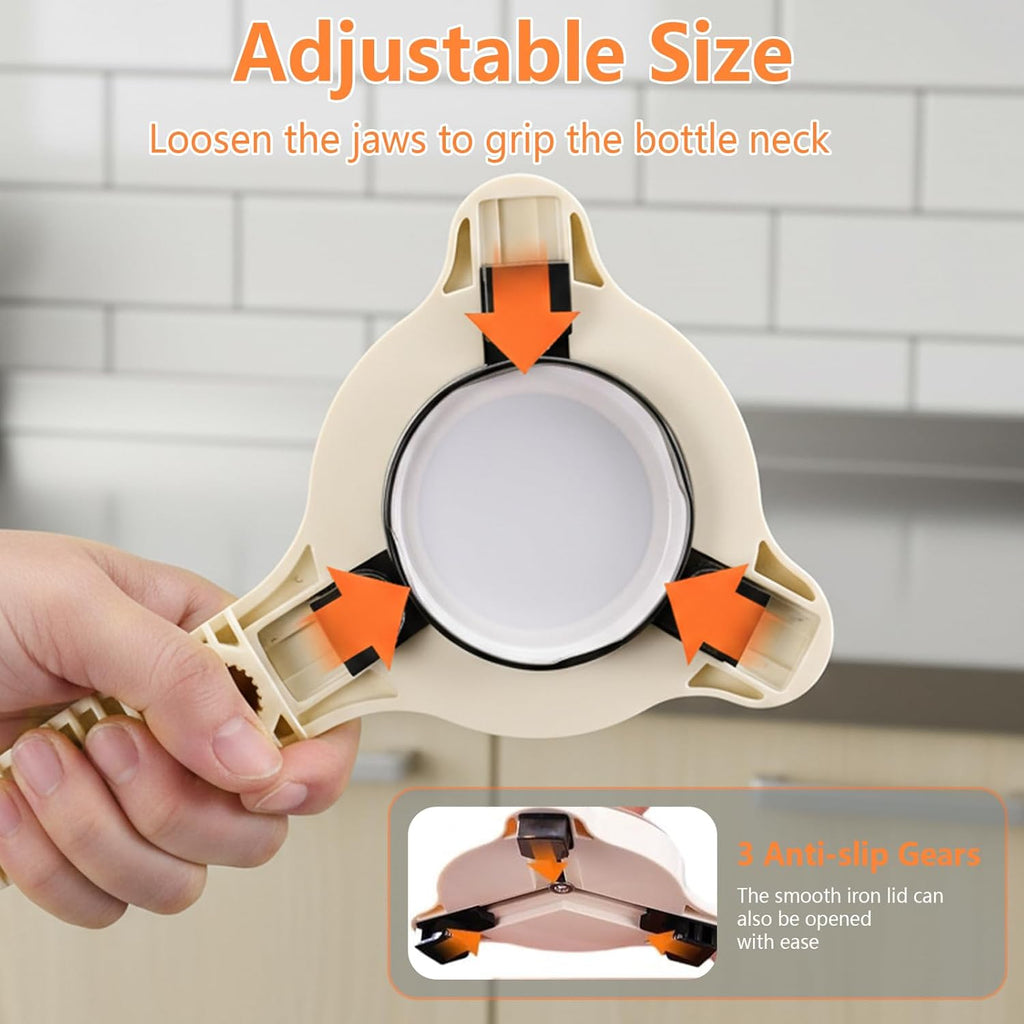 Skiennix 4-in-1 Jar Opener - Adjustable Stainless Steel Lid Remover for Seniors & Arthritis | Fits Jars, Bottles & Cans
