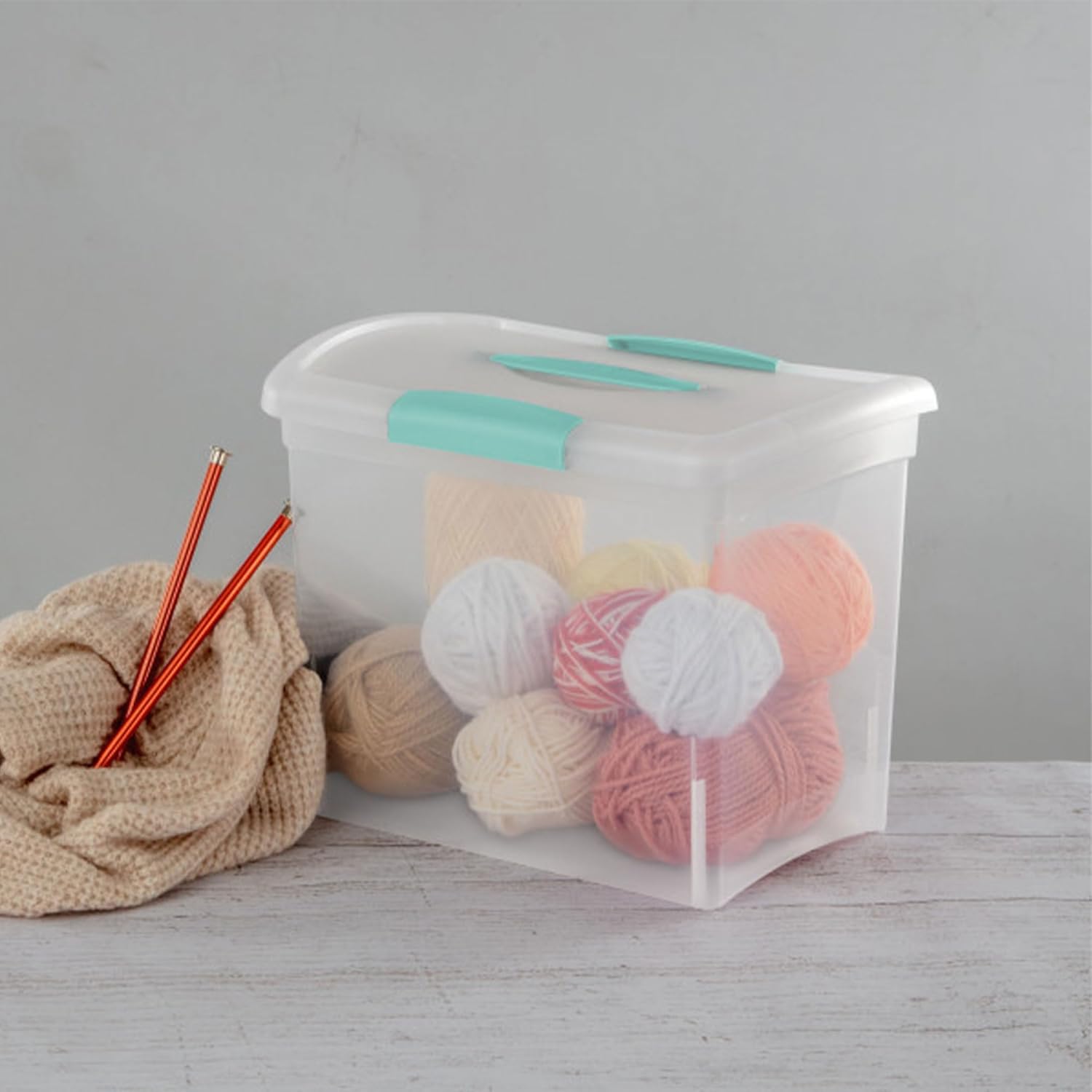 Sterilite Large Nesting ShowOffs - Stackable Storage Bins with Latching Lid & Handle | Clear 6-Pack for Office Organization