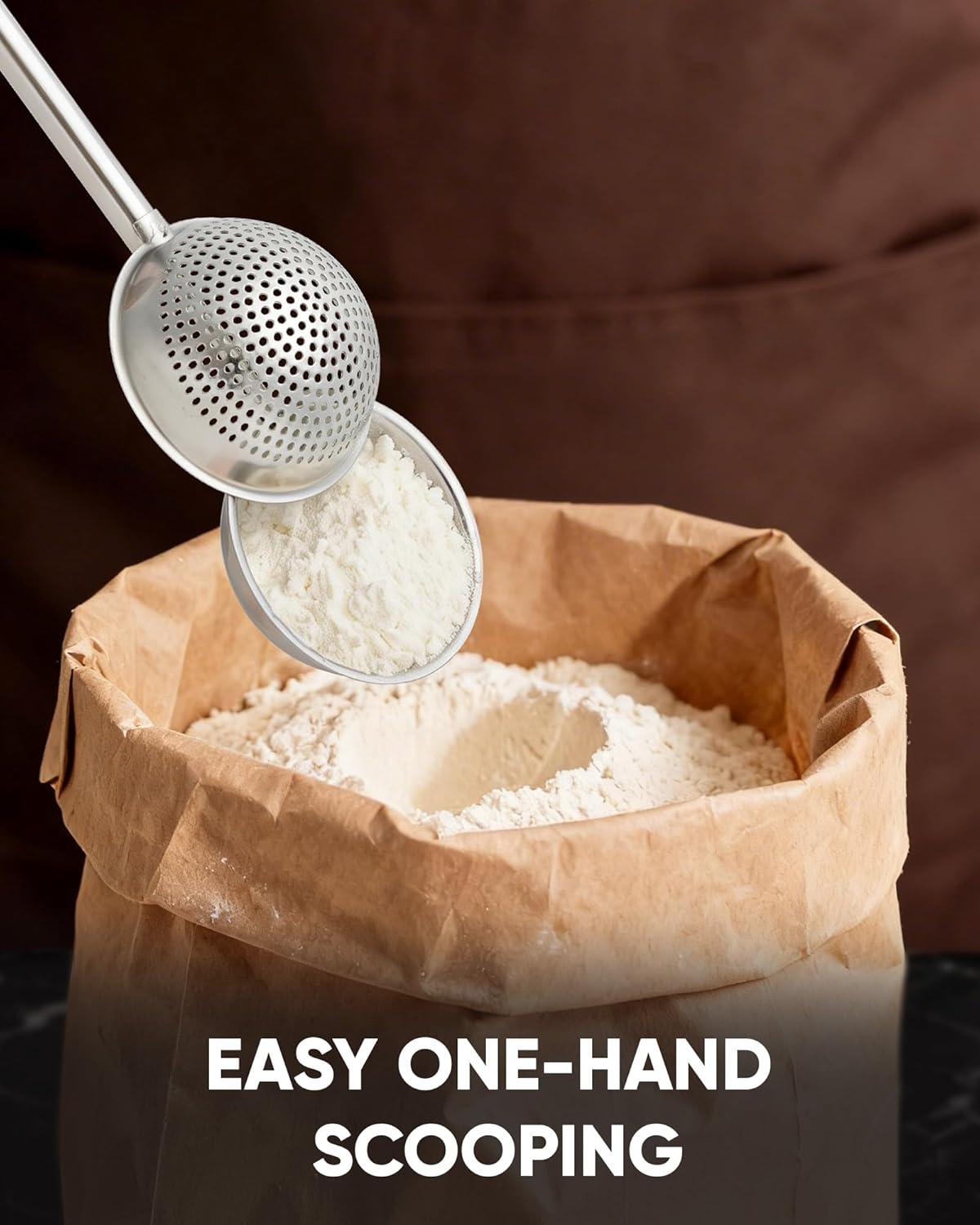 Skiennix Flour Duster - Stainless Steel Baking Sifter with One-Handed Spring Handle | Fine Mesh for Even Dusting