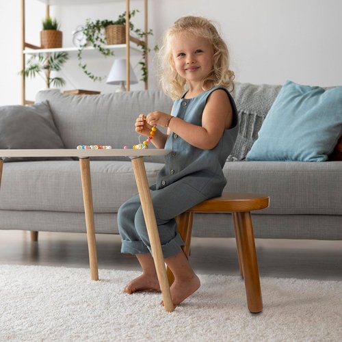 GZQXHOME Solid Wood Step Stool for Kids & Adults - Multi-Use Toddler Wooden Stool for Bathroom, Playroom, Living Room,Sturdy 4-Leg Design with Non-Slip Pads,Easy Clean Surface,Easy Assembly(Brown)