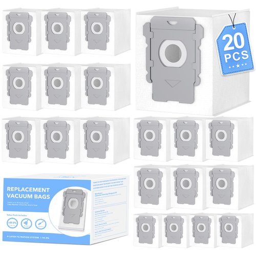 20 Pack Vacuum Bags for iRobot Roomba i7 i7+ i8 i8+ i3 i3+ i4 i4+ i6 i6+ j7 j7+ s9 s9+, s9plus, I & S & J Series Clean Base Automatic Dirt Disposal Bags