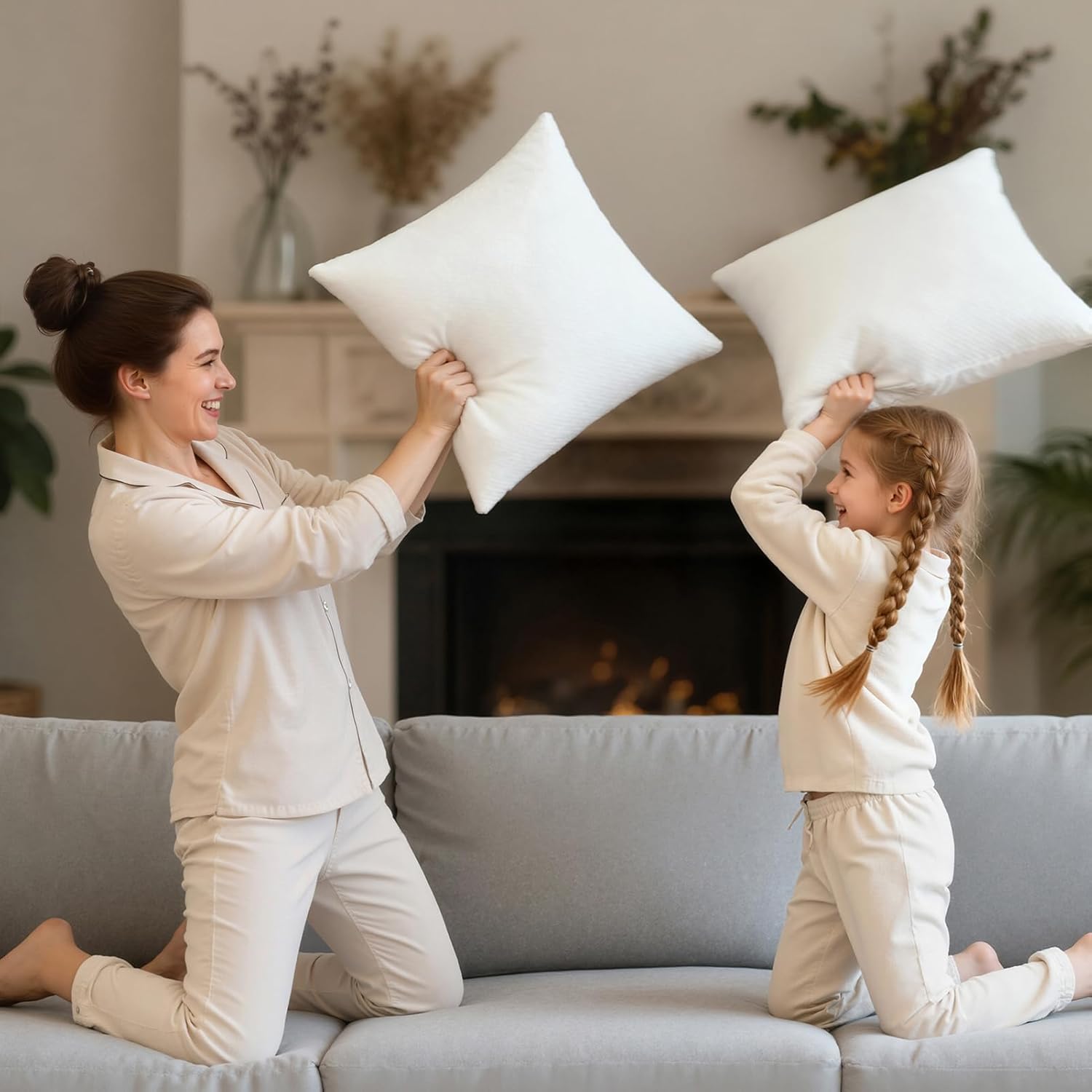 Phantoscope Pillow Inserts - Hypoallergenic 100% Virgin Fiber Microfiber Throw Pillows | 18x18 Inch (Pack of 4)