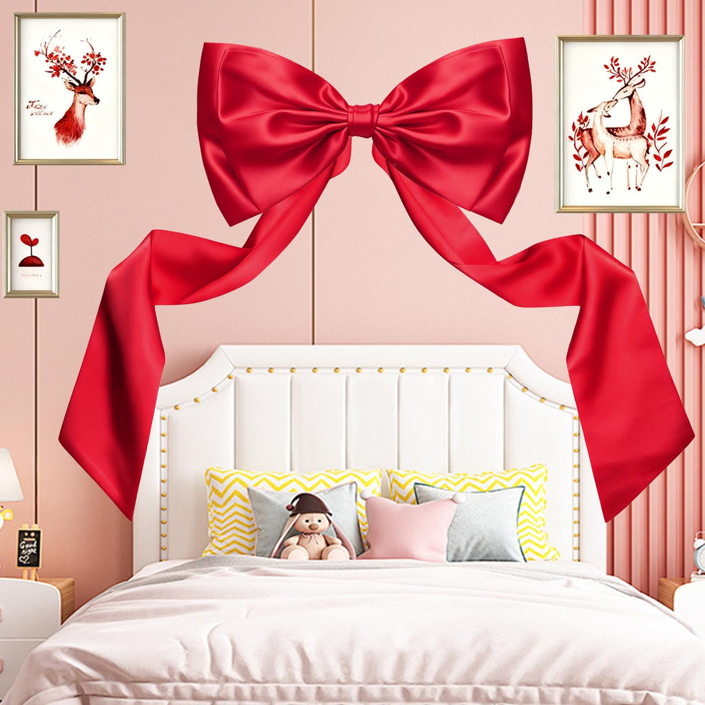 Christmas Decorations - 6.5 Ft Giant Christmas Bows for Tree Decor, Large Satin Coquette Decorative Bows for Tree Topper Wall Wedding Birthday Home Room Party Valentines (red)