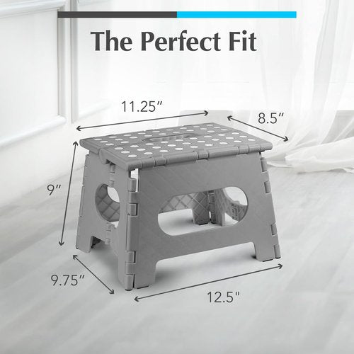Handy Laundry Folding Step Stool - Lightweight & Sturdy for Adults and Kids - Easy One-Flip Design (Grey | 2-Pack)