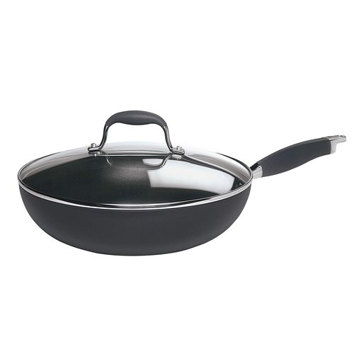 Anolon Advanced Hard Anodized Nonstick Frying Pan/ Fry Saute All Purpose Pan with Lid - 12 Inch, Gray