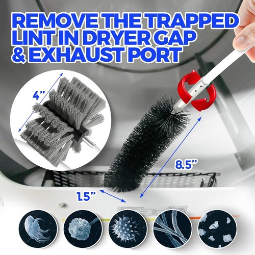 Holikme 30 Feet Dryer Vent Cleaner Kit - Flexible Lint Brush with Drill Attachment for Easy Cleaning | Grey