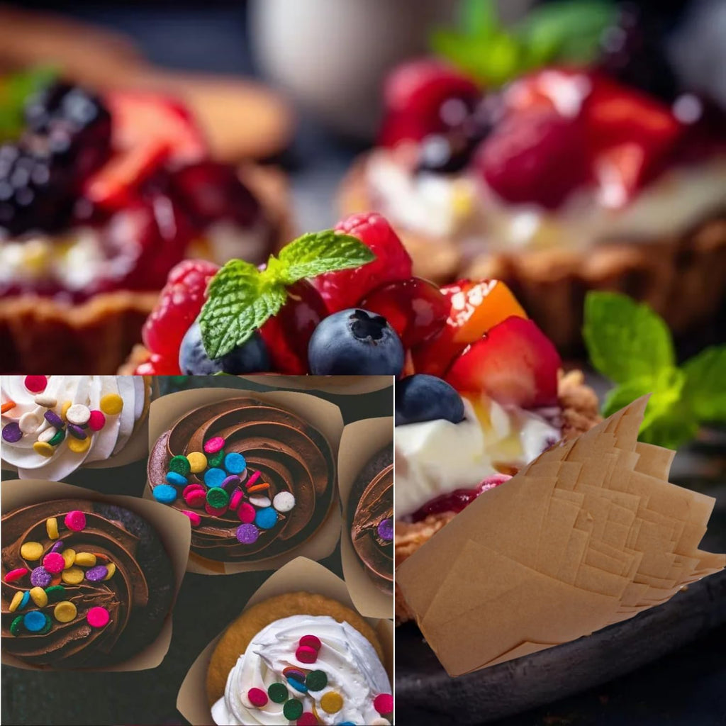 Skiennix Natural Tulip Cupcake Liners - 200 Pcs Unbleached Greaseproof Baking Muffin Liners | Perfect for Parties & Holidays