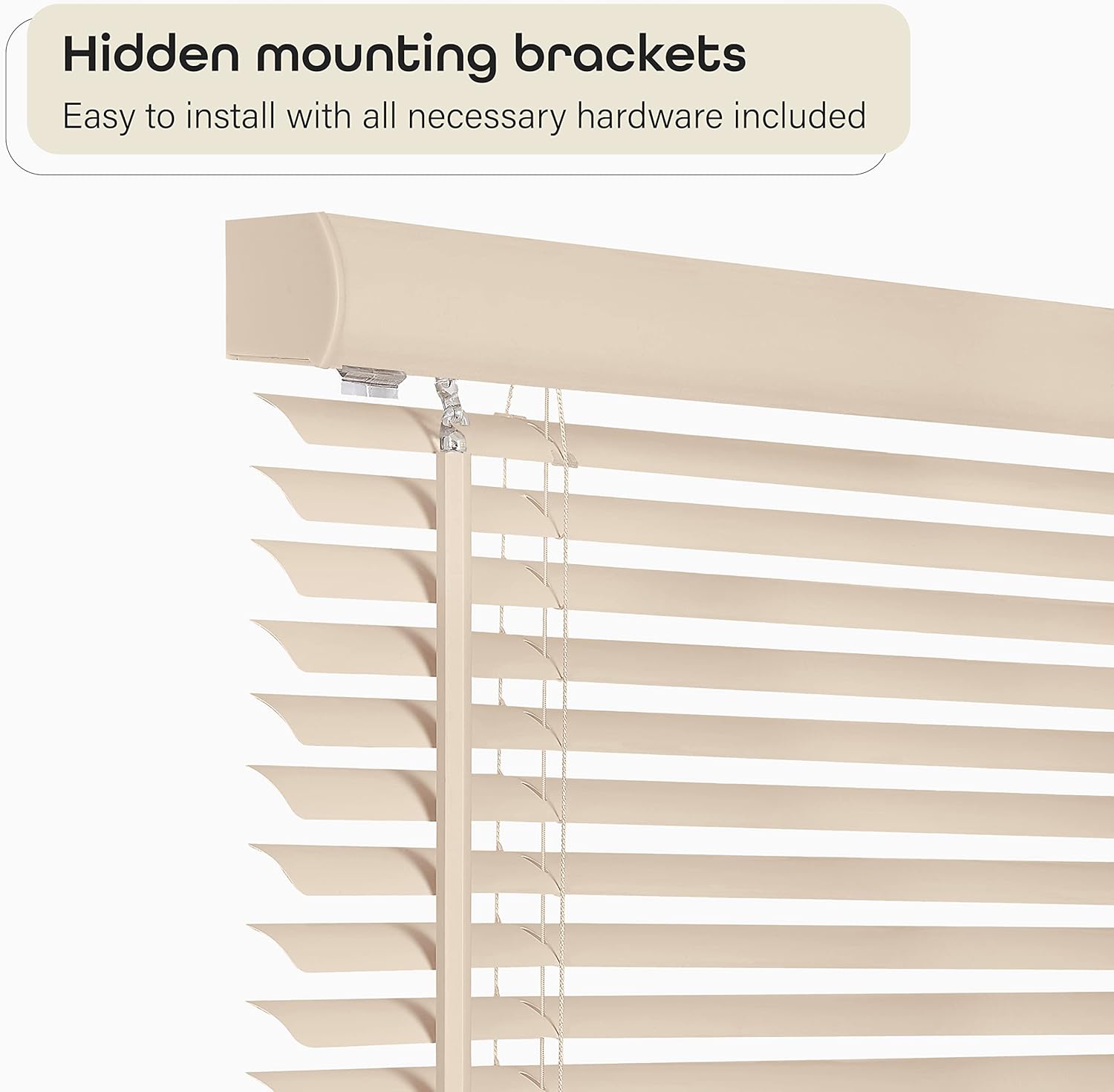 Achim Home Decor Cordless Mini Blinds - Light Filtering, 30" W x 64" L, 1" Slat Size - Alabaster
