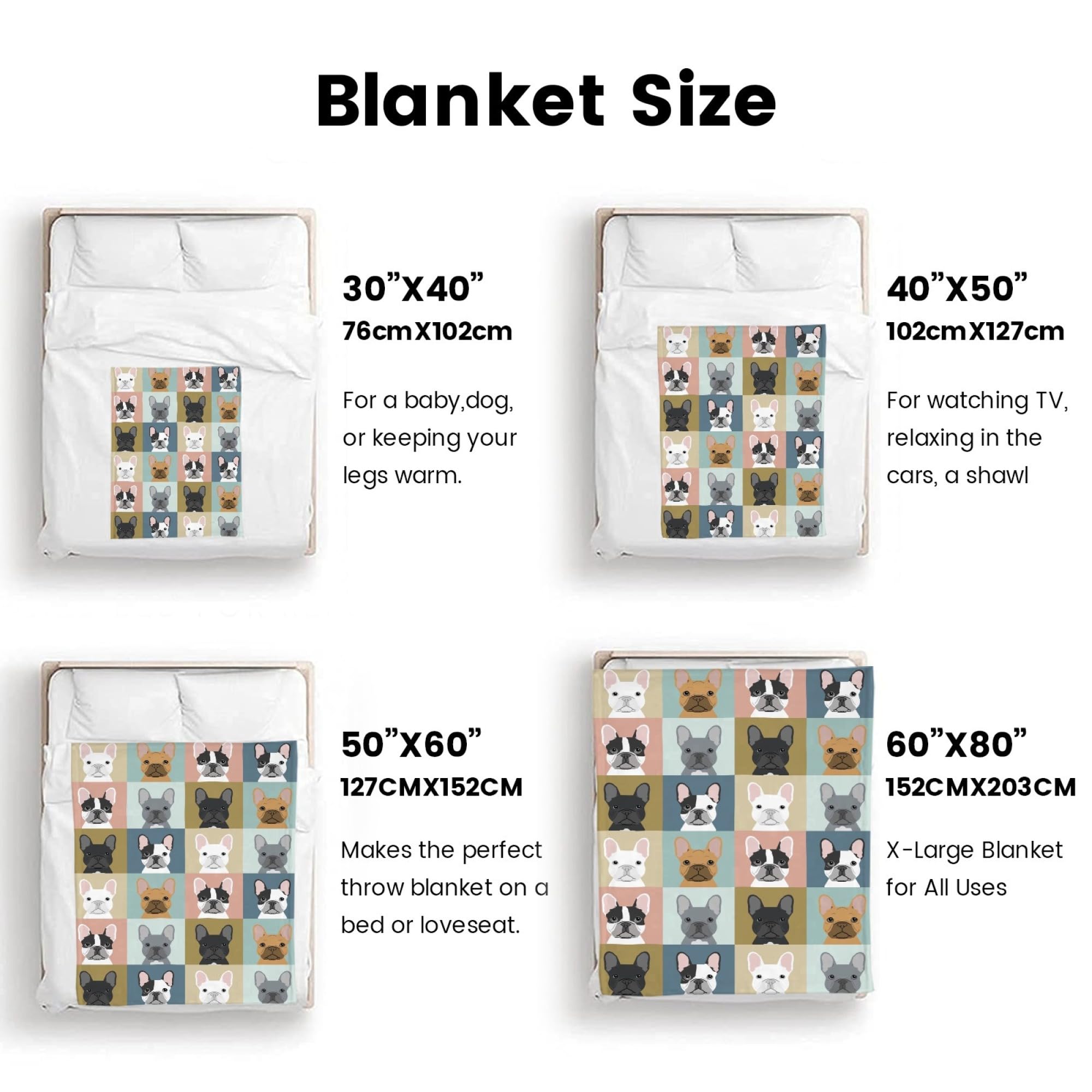 French Bulldog Blanket Gifts Super Soft Bulldog Dog Throw Blanket, Warm Cozy Fluffy Lightweight Blankets and Throws for Couch Sofa Bed 50"X40"