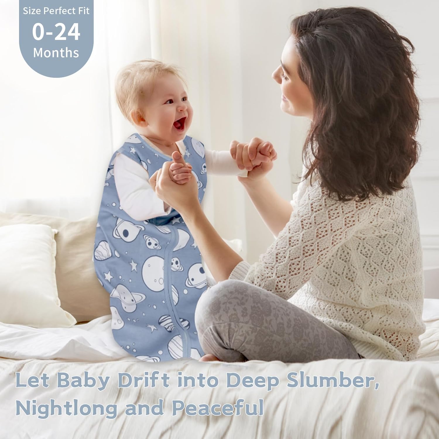 Skiennix Baby Sleep Sack - 100% Cotton Wearable Blanket | 0.5 TOG, 2-Way Zipper, 12-18 Months, 3 Pack