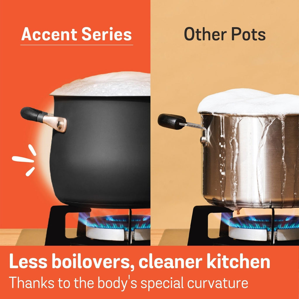 Meyer Stainless Steel Dutch Oven | 5 Quart Stockpot | Induction Pot | Casserole Pot | Dishwasher Safe | Oven Safe | Matte Black with Silicone Handles | Accent Series Cookware | 24cm / 4.7L / 5qt